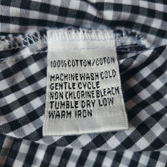Talbots Womens Long Sleeve Shirt Size 12 Blouse Black White Checkered Non-iron - Picture 9 of 10